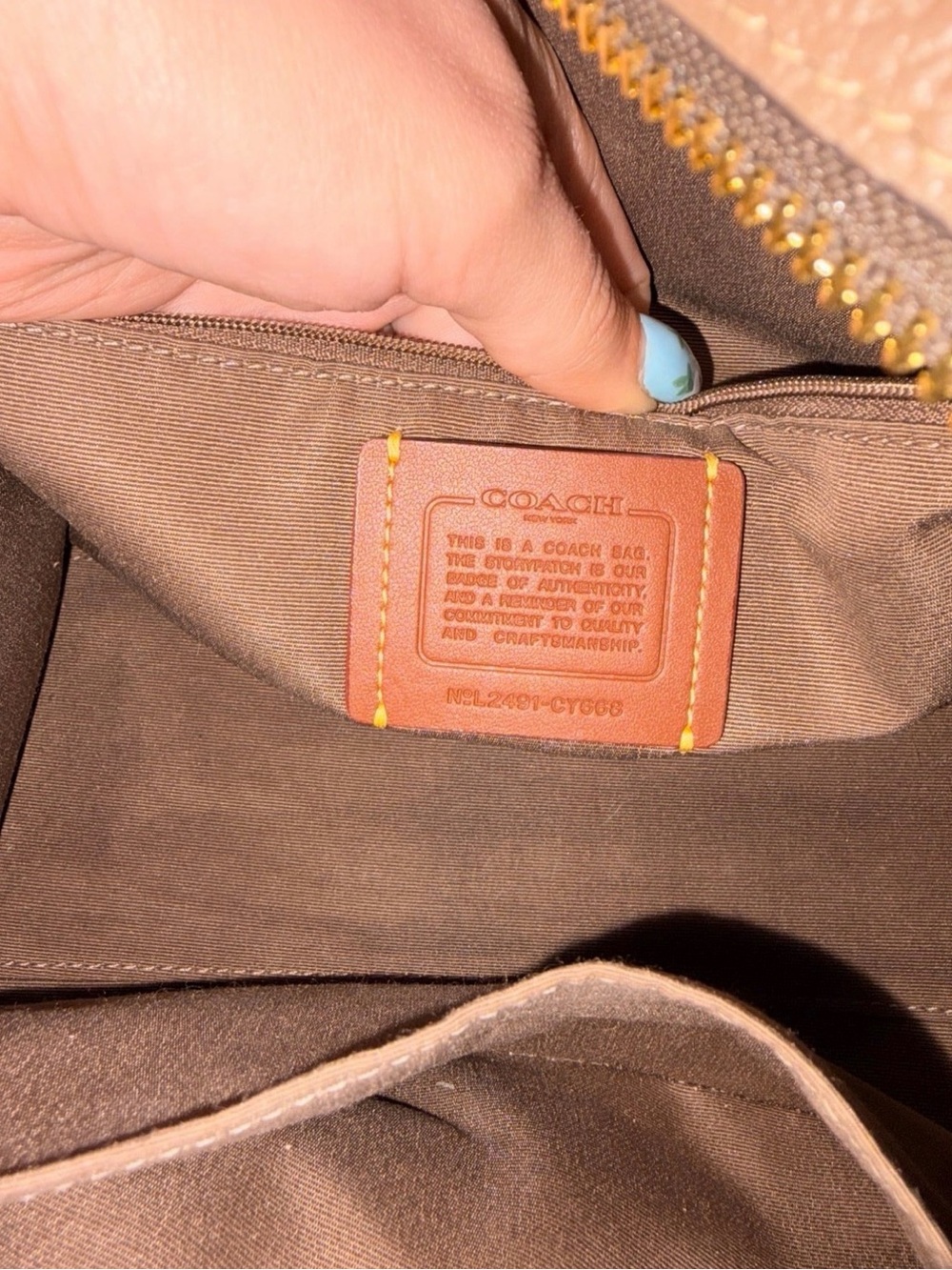 Coach Brown Pebbled Leather Satchel with Gold Hardware - Picture 6 of 8